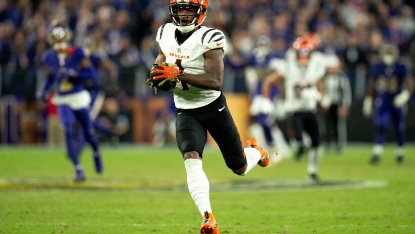 Cincinnati Bengals wide receiver Ja'Marr Chase running with the ball