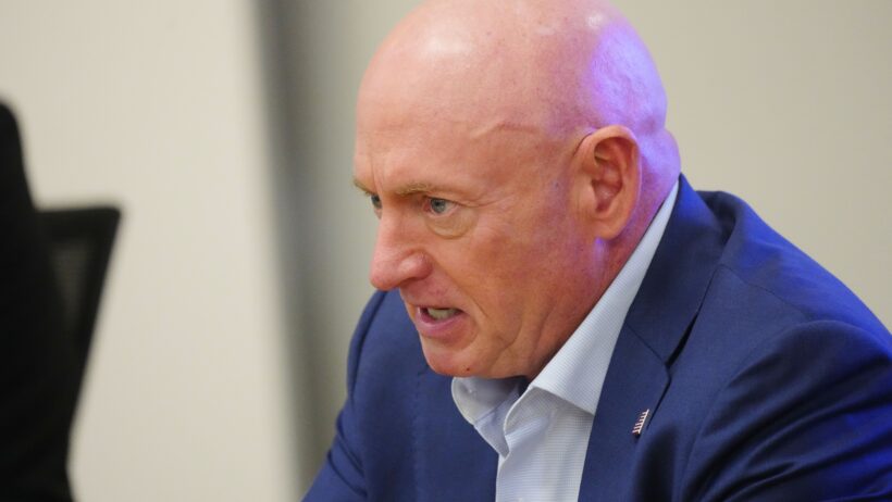 Sen. Mark Kelly speaking during a roundtable