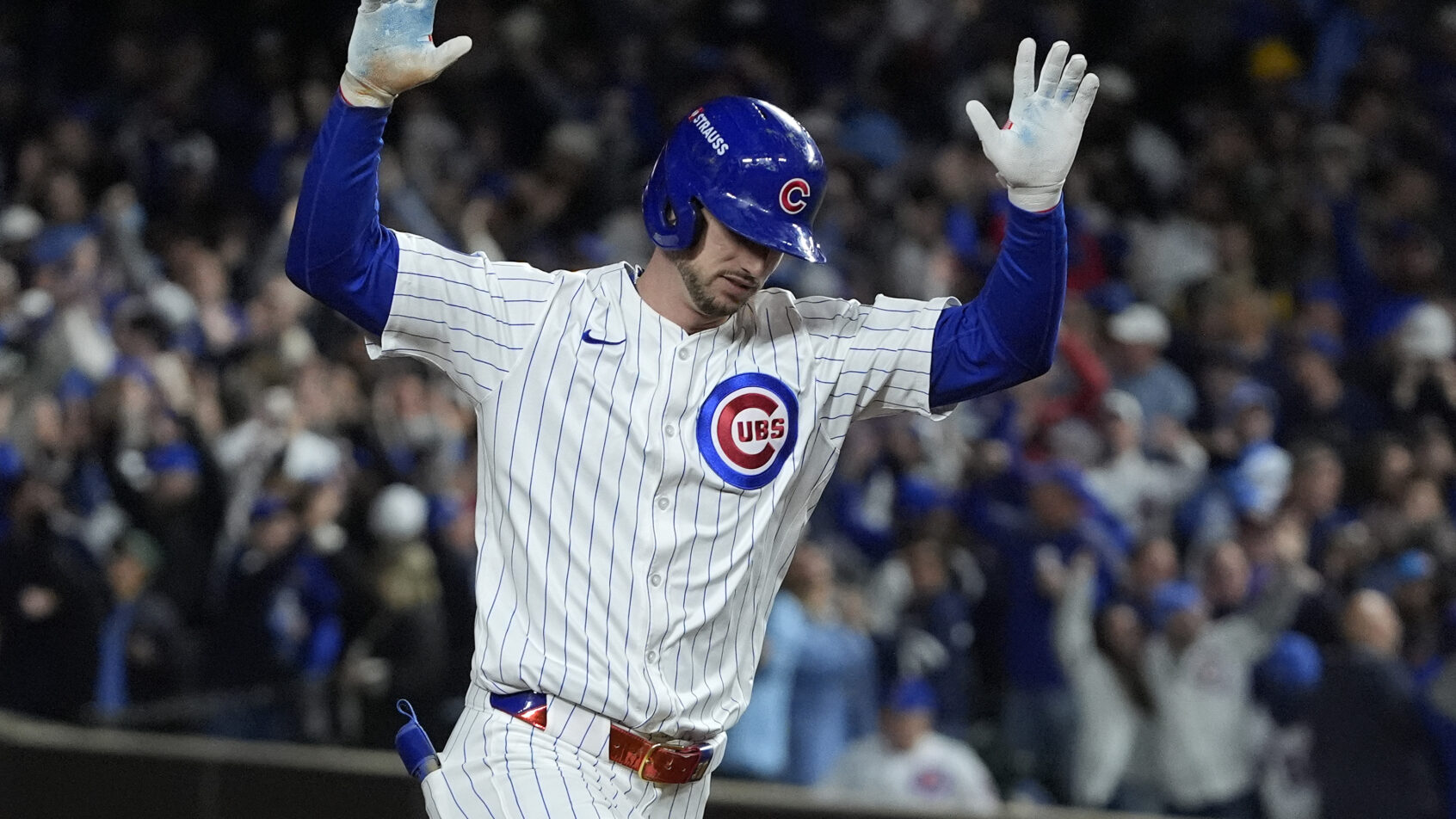 Kyle Tucker celebrates a home run against the Brewers.