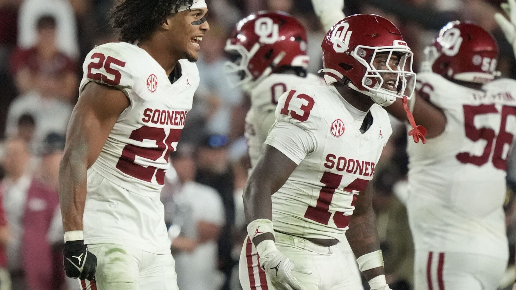 Oklahoma Sooners celebrate their win over Alabama.