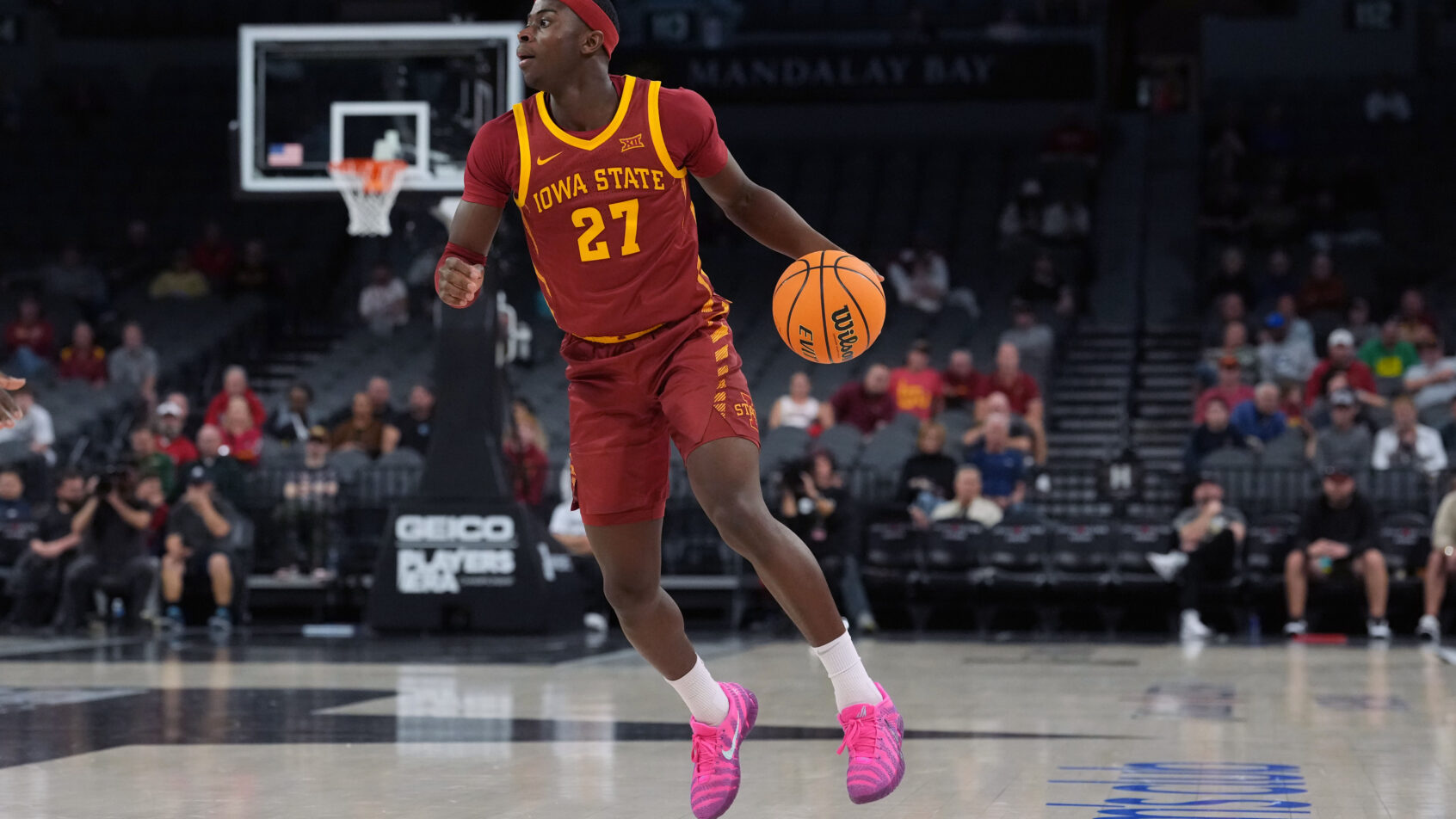 Iowa State Cyclones guard Killyan Toure dribbling the ball