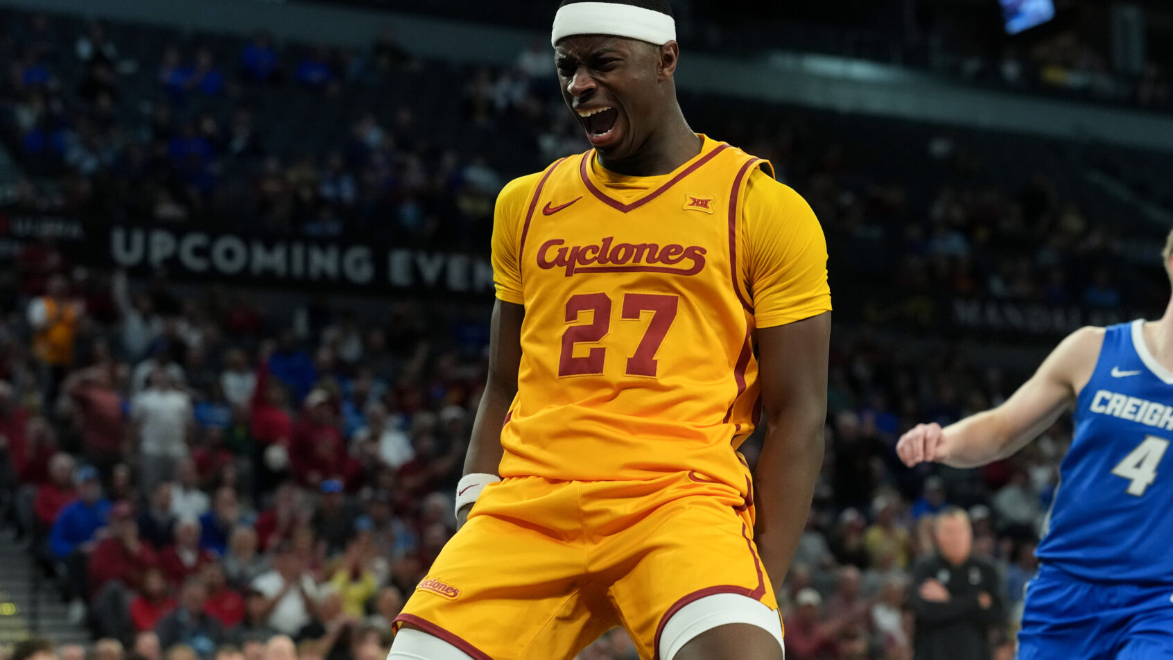 Iowa State Cyclones guard Killyan Toure celebrates an and-one