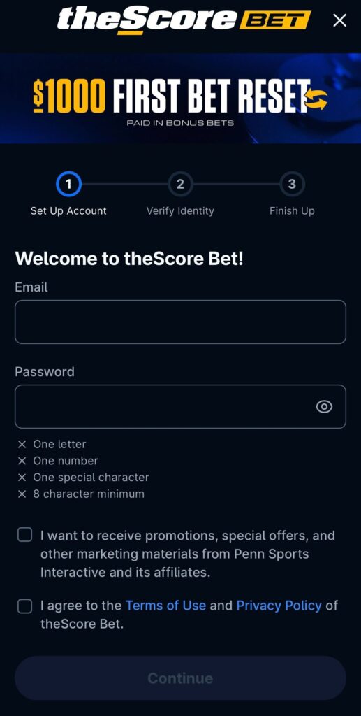 thescore bet mobile app signup 1000 first bet reset