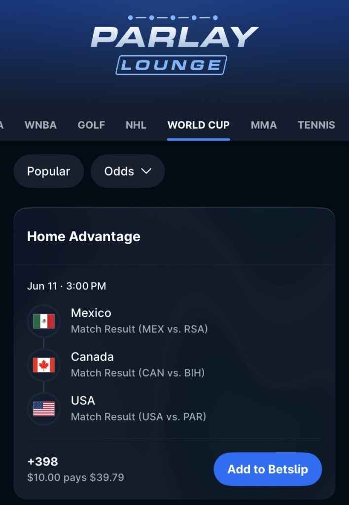 theScore Bet promo code. Parlay Lounge screenshot