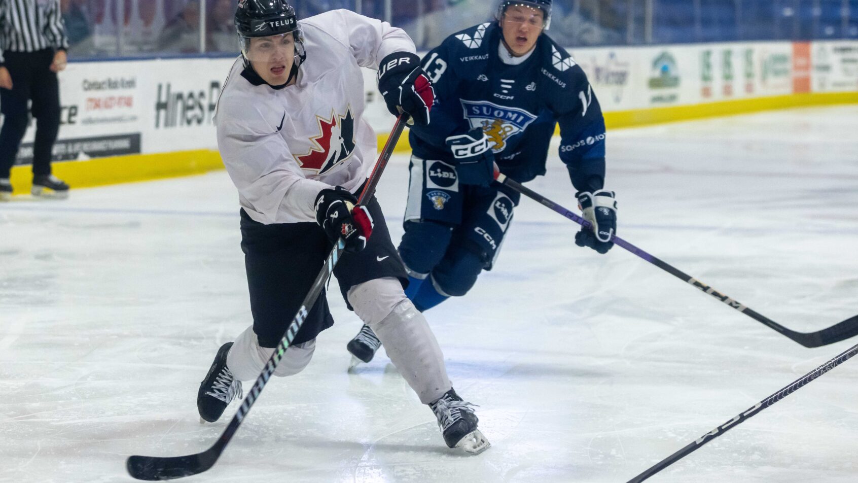 Cole Beaudoin fires a shot on net versus Finland.