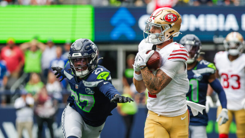 San Francisco 49ers wide receiver Ricky Pearsall runs with the ball