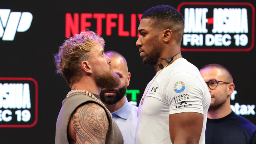 Jake Paul and Anthony Joshua go face to face at a press conference ahead of their December 19th fight.