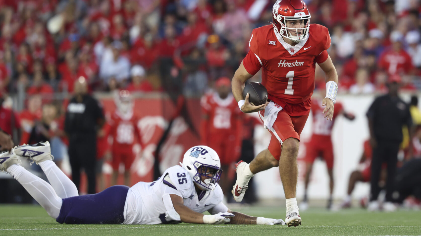 Conner Weigman busts a big run against TCU.