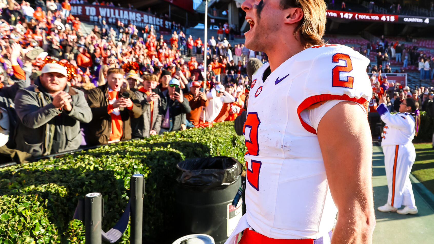 Cade Klubnik celebrates a Clemson victory.