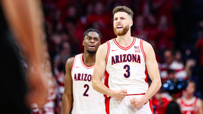 Anthony Dell'Orso celebrates during Arizona's win over Auburn.