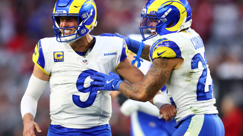 Los Angeles Rams quarterback Matthew Stafford and running back Blake Corum