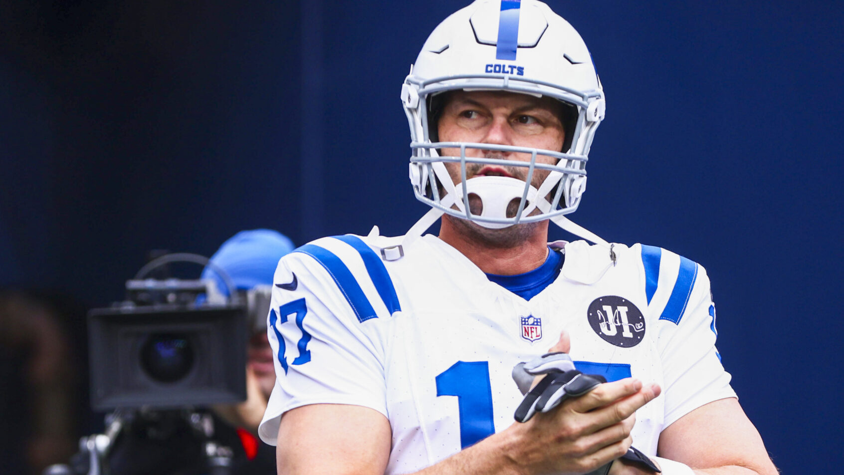 Philip Rivers prior to leading the Colts onto the field versus Seattle.