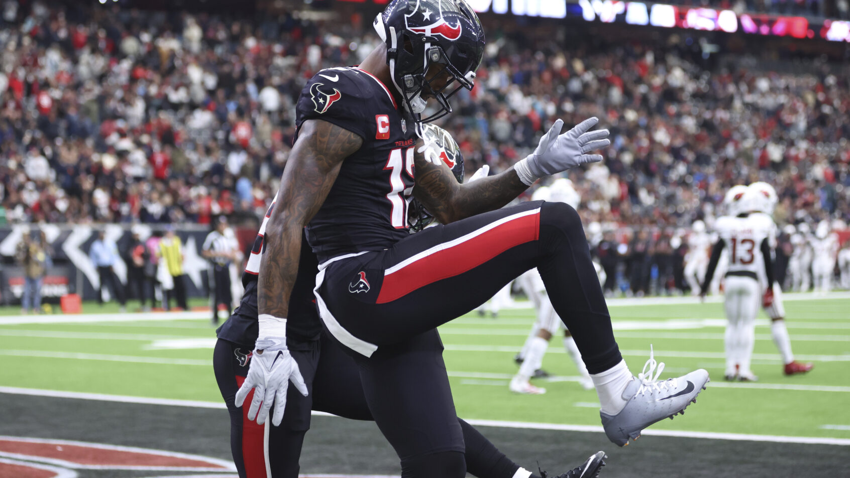 Houston Texans wide receiver Nico Collins celebrating a TD