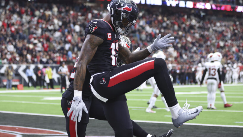 Houston Texans wide receiver Nico Collins celebrating a TD