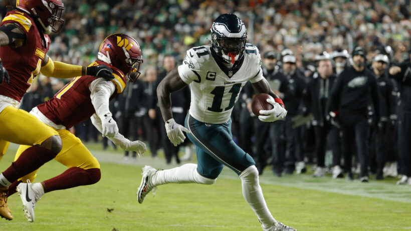 Philadelphia Eagles wide receiver A.J. Brown runs with the ball