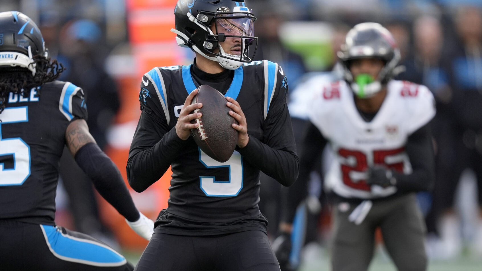Carolina Panthers quarterback Bryce Young in the pocket