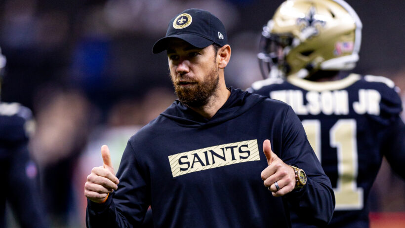 Klint Kubiak during the 2024 season with the New Orleans Saints.