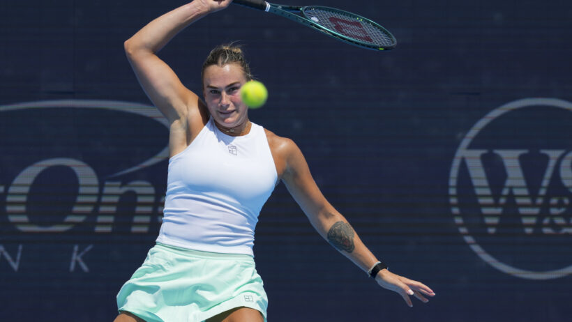 Aryna Sabalenka hitting a forehand