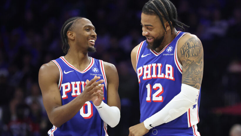 Tyrese Maxey (0) leads the 76ers against Orlando.