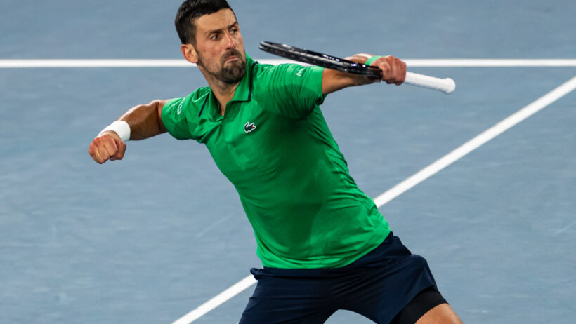 Novak Djokovic celebrates another victory at the Australian Open.