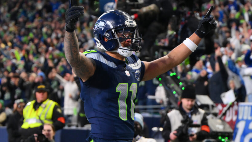 Seattle Seahawks wide receiver Jaxon Smith-Njigba celebrates a TD