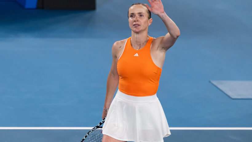 Elina Svitolina celebrates her quarterfinal win at the Australian Open.