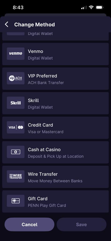 Hollywood Casino deposit options