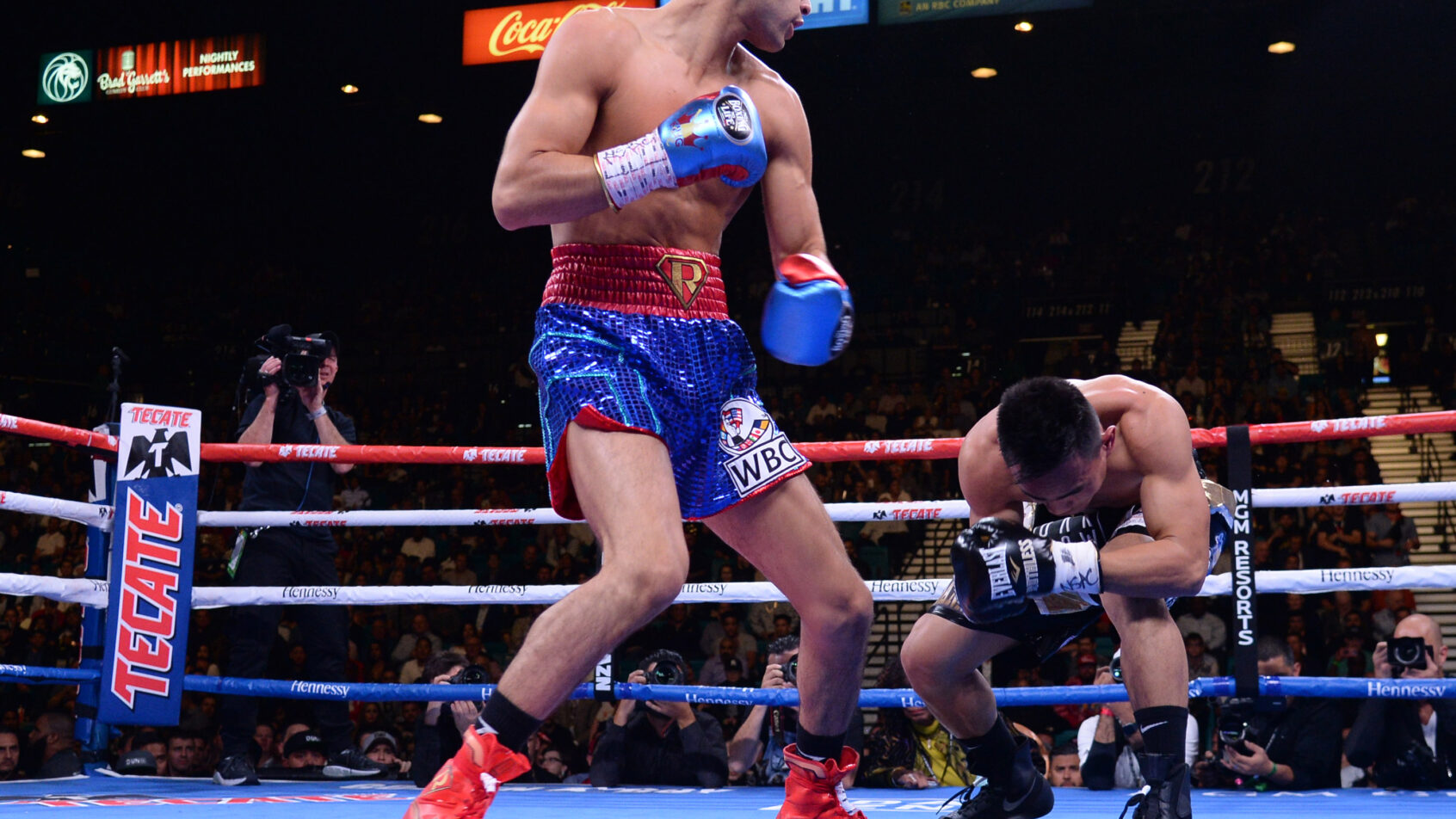 Ryan Garcia knocks down Romero Duno during a 2019 fight.
