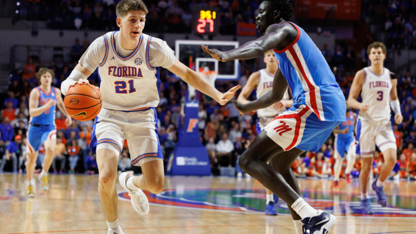 Alex Condon drives to the basket against Ole Miss.