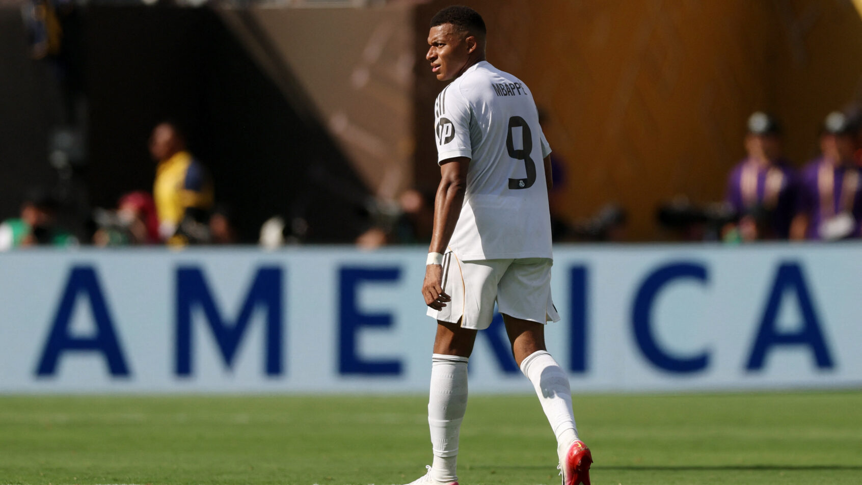 Real Madrid CF forward Kylian Mbappe on the pitch