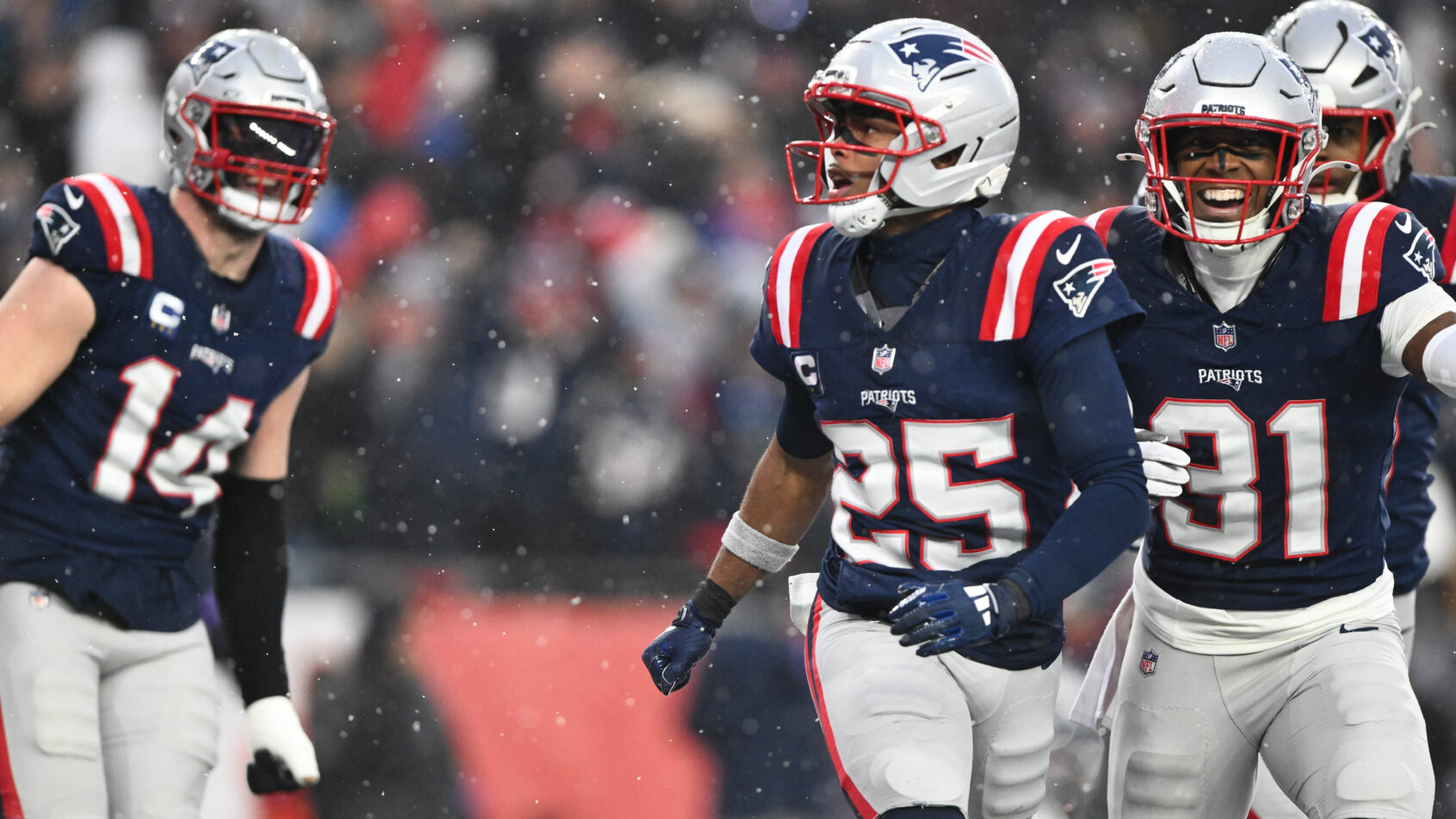 Marcus Jones reacting after a pick six