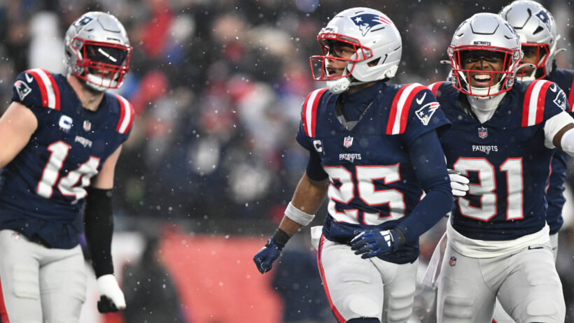 Marcus Jones reacting after a pick six