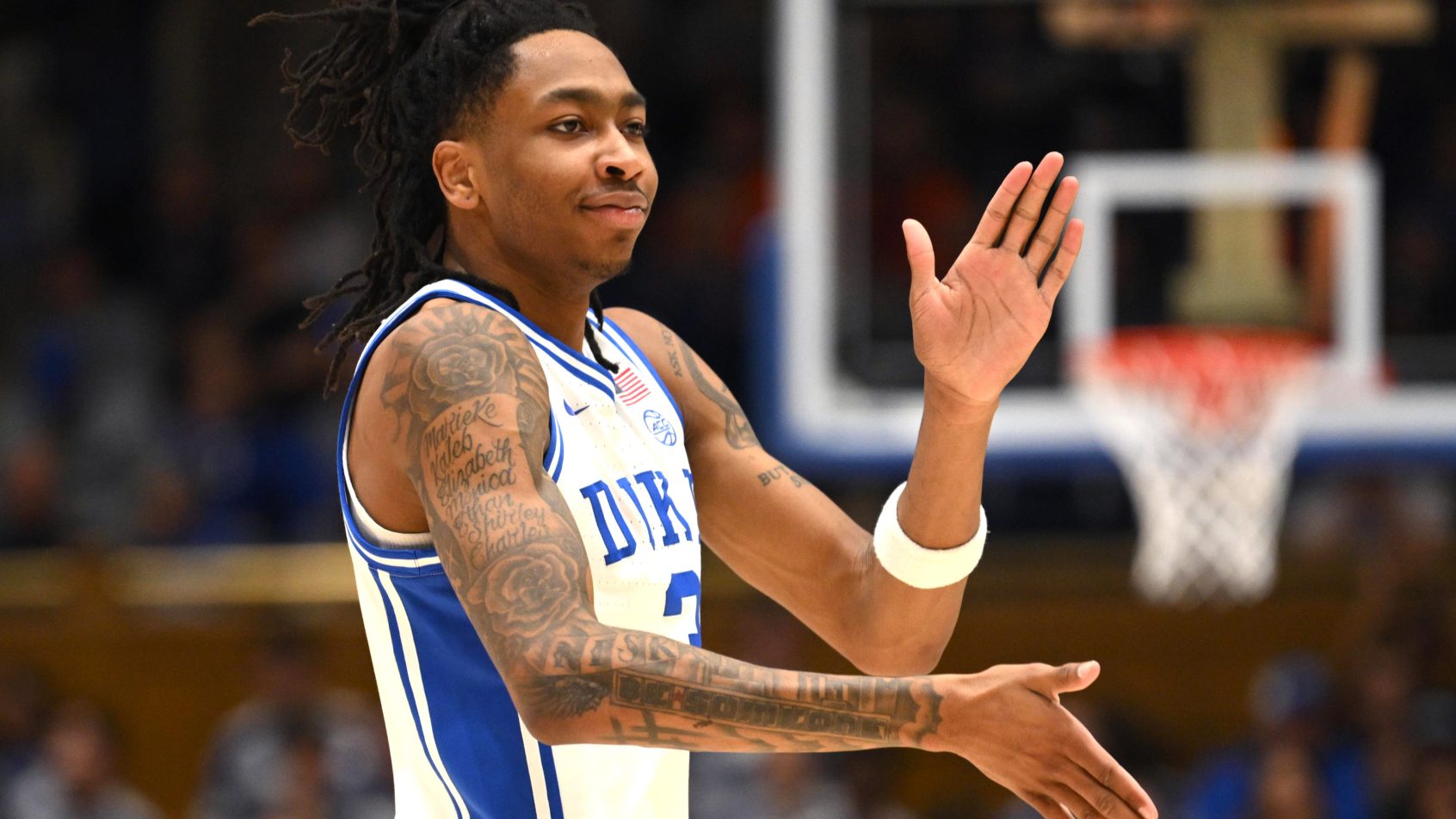 Isaiah Evans celebrating