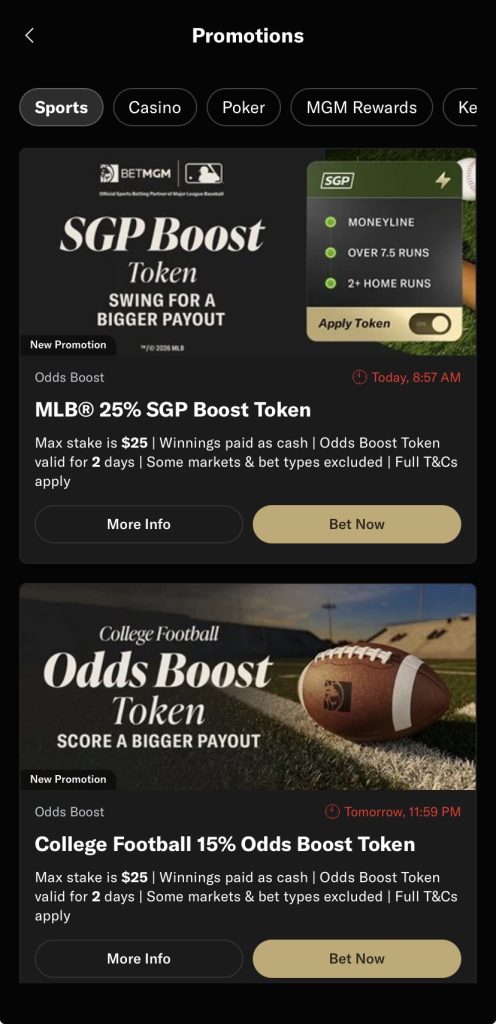 BetMGM promos