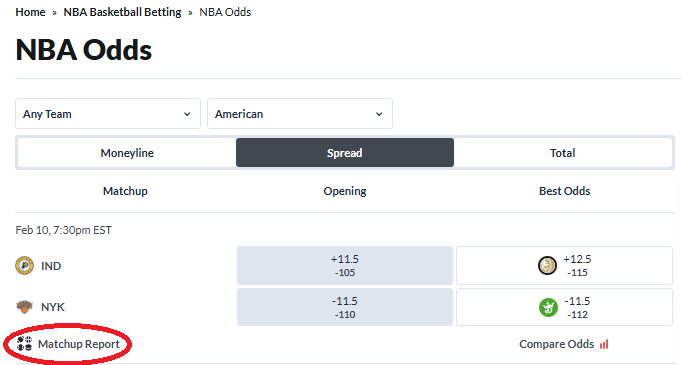 AI for sports betting. SBD screenshot.