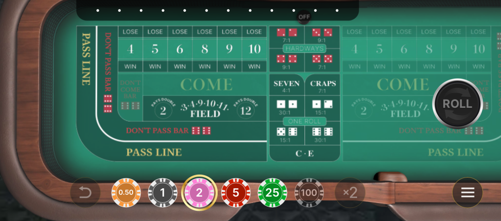 online craps table