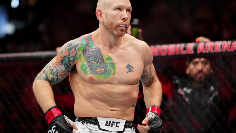 Josh Emmett inside the Octagon during UFC 296.