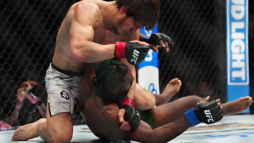 Movsar Evloev controls a fight versus Aljamain Sterllin at UFC 310.