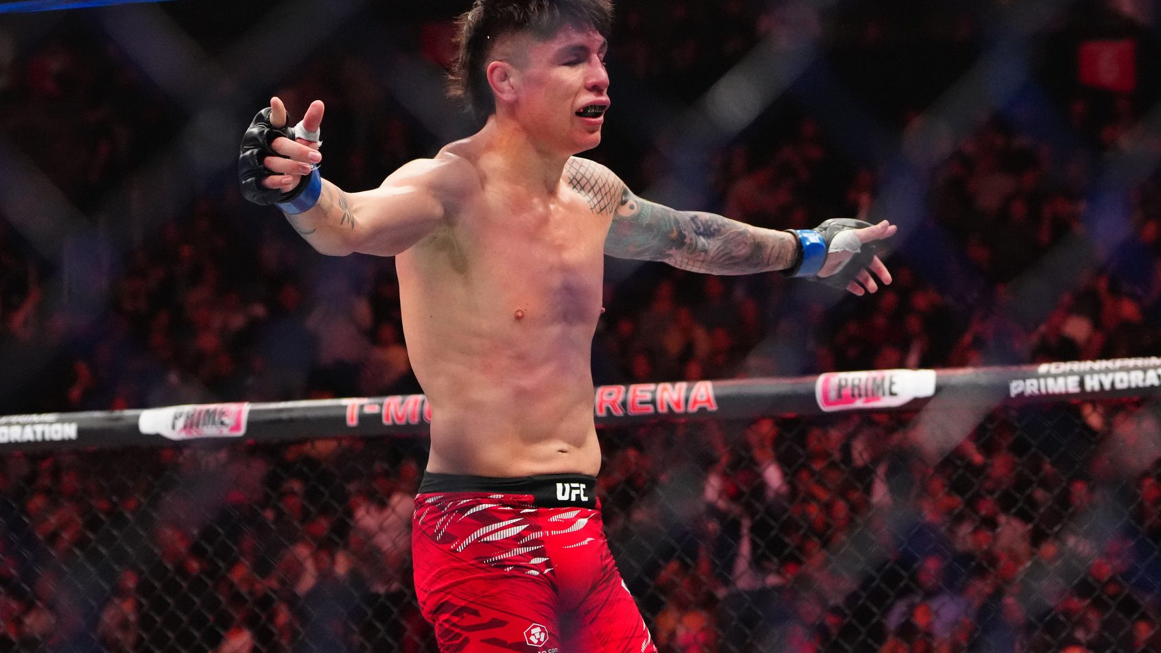 Ignacio Bahamondes celebrates a victory at UFC 313.