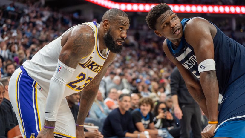 Anthony Edwards guarding LeBron James
