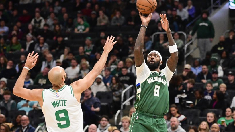 Milwaukee Bucks forward Bobby Portis shoots a three