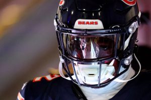 DJ Moore prior to pregame entrance versus the Packers.