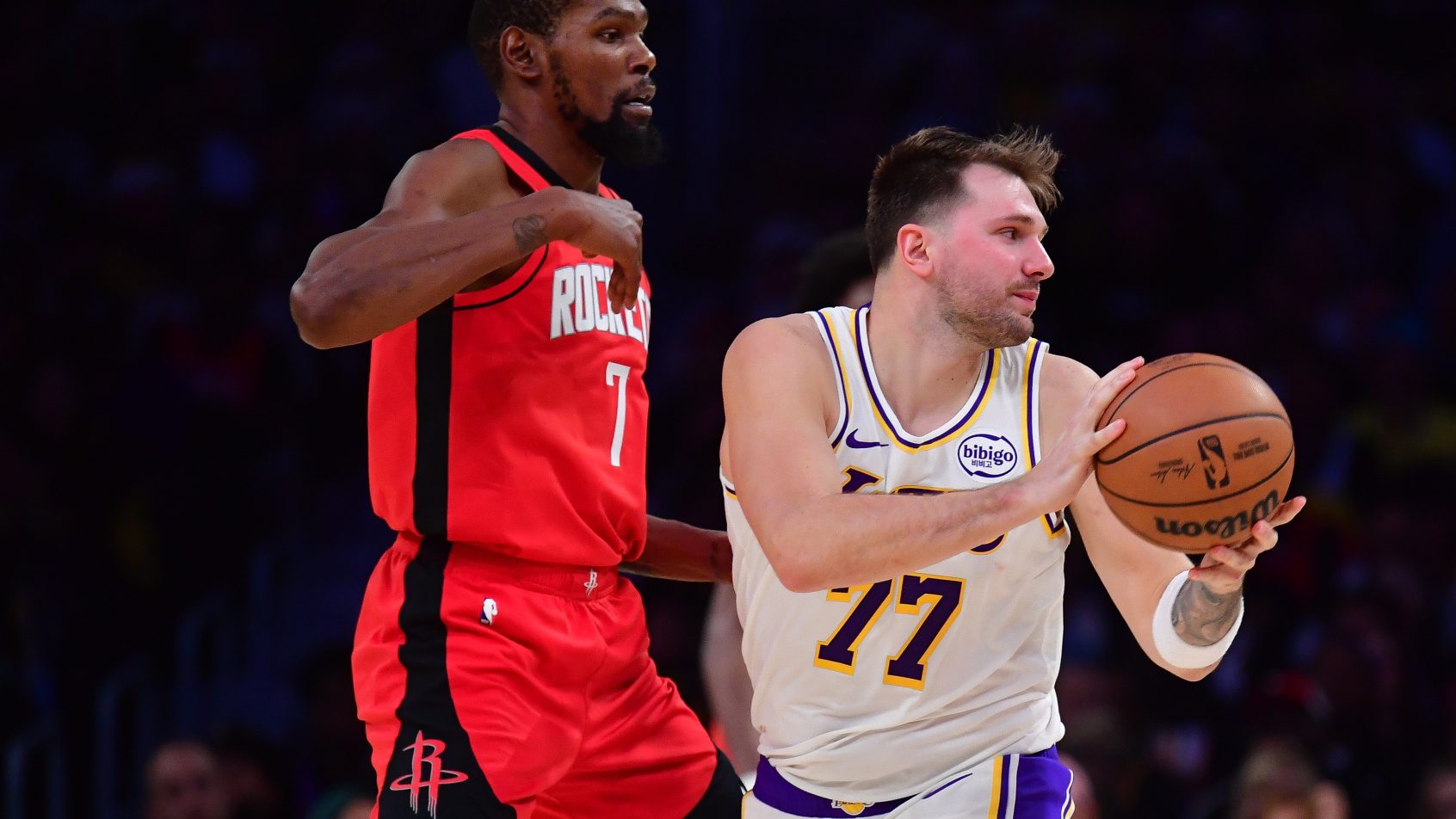 Luka Doncic going up against Kevin Durant