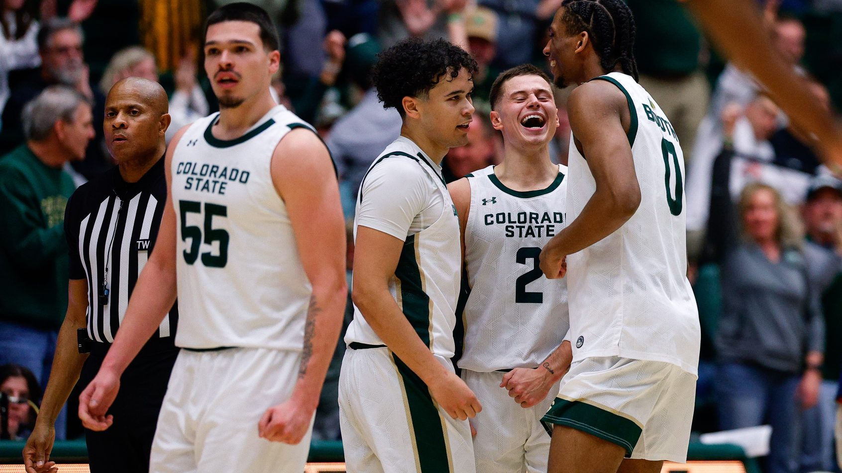 The Colorado State Rams celebrating