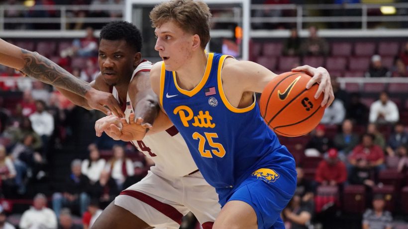 Pittsburgh Panthers guard Nojus Indrusaitis drives to the basket