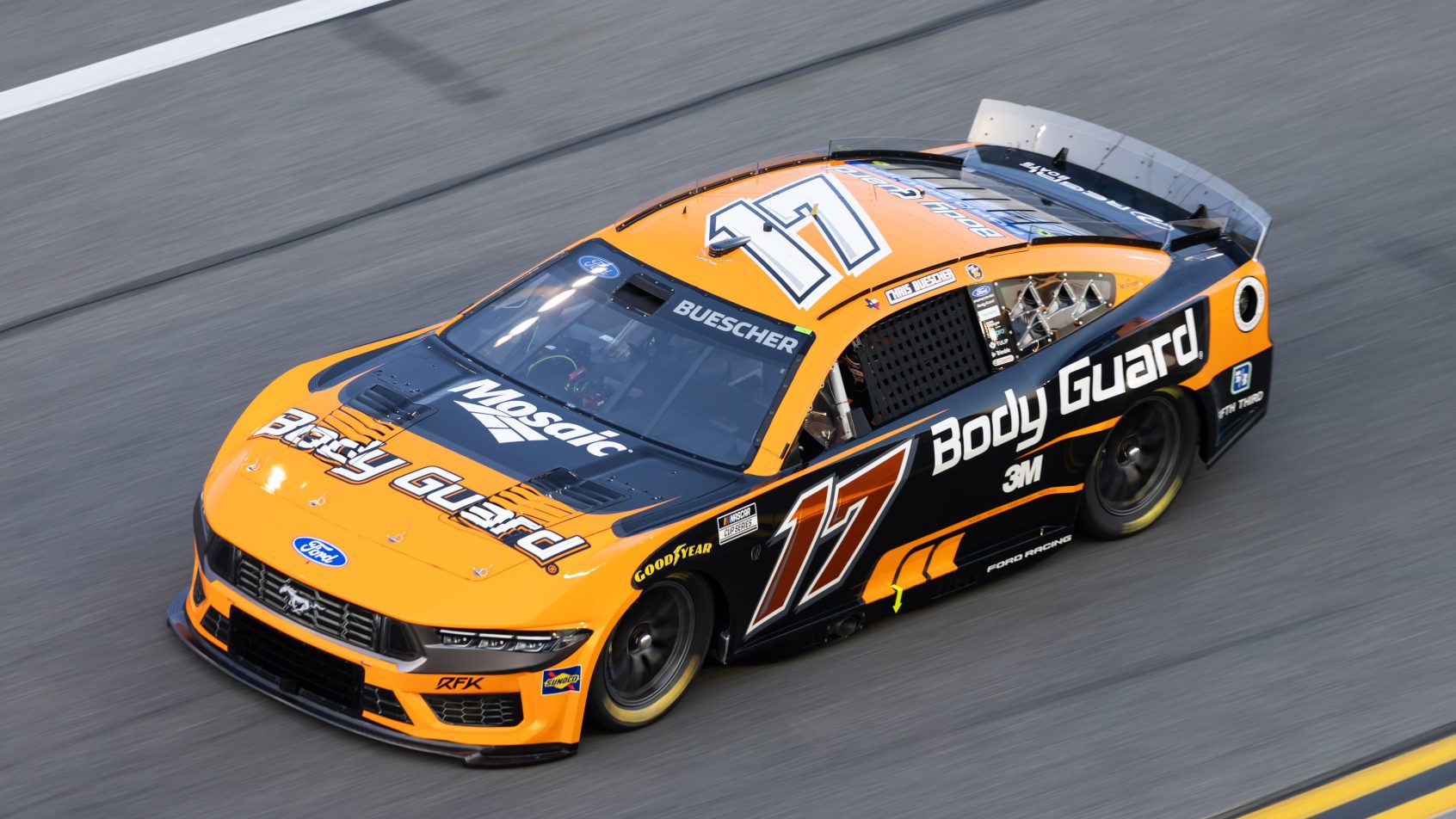 Chris Buescher on-track at Daytona (2026).