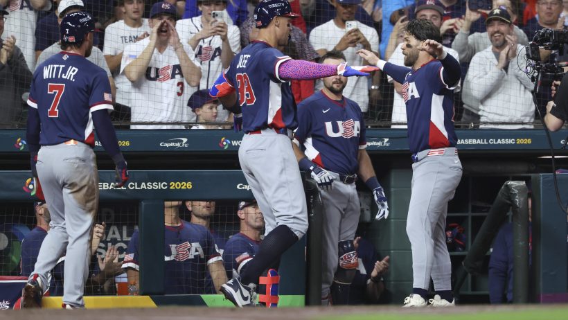 Bryce Harper celebrating with Aaron Judge