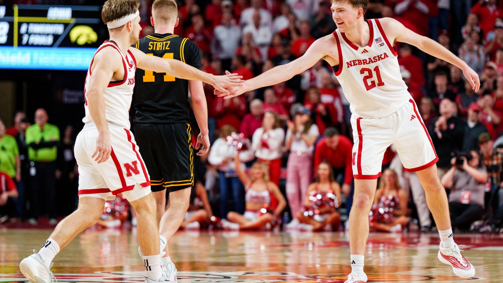 Pryce Sandfort and Sam Hoiberg celebrating