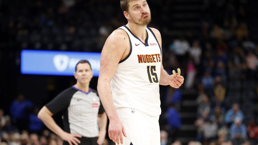 Nikola Jokic reacting to a call