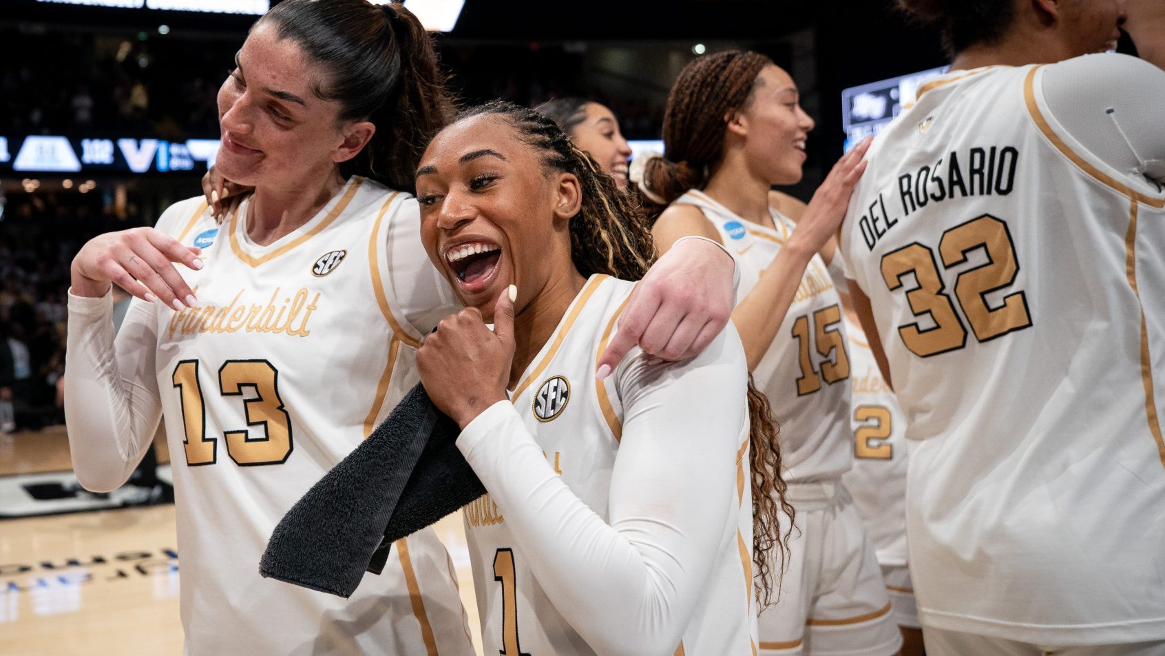 Vanderbilt players celebrate a win